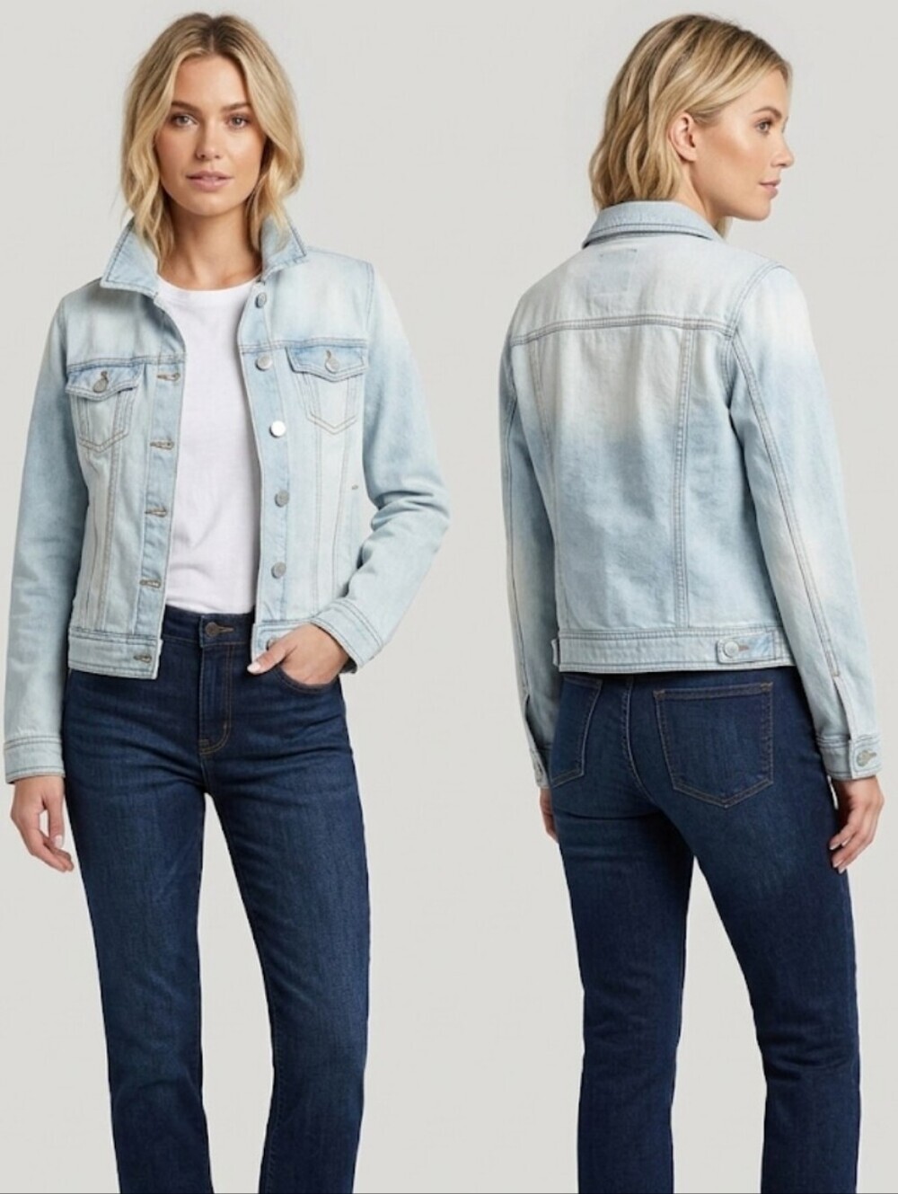 Cisono Light Wash Denim Jacket Cropped Trucker Jacket Small Y2K Minimalist